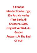 A Concise Introduction to Logic&comma; 12th Edition &lpar;ISBN&colon; 978-1285196541&rpar; by Patrick J&period; Hurley &vert; Complete Logic Study Guide&comma; Chapter Notes & Exam Preparation Resource