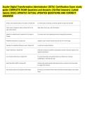 Zscaler Digital Transformation Administrator &lpar;ZDTA&rpar; Certification Exam study &NewLine;guide COMPLETE EXAM Questions and Answers &lpar;Verified Answers&rpar; &lpar;Latest &NewLine;Update 2025&rpar; UPDATE&excl;&excl; ACTUAL UPDATED QUESTIONS AND CORRECT &NewLine;ANSWERS 