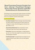 Manual Transmission&sol;Transaxle Principles Final Exam &ndash; &lpar;Attempt 1 Passed&rpar; Expert Strategies&comma; Review of Key Practice Questions and Verified Detailed Answers&semi; for Guaranteed Success&NewLine;&NewLine;