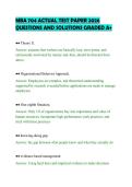 MBA 704 ACTUAL TEST PAPER 2026&NewLine;QUESTIONS AND SOLUTIONS GRADED A&plus;
