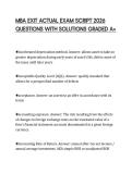 MBA EXIT ACTUAL EXAM SCRIPT 2026&NewLine;QUESTIONS WITH SOLUTIONS GRADED A