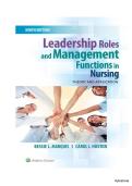 TEST BANK FOR LEADERSHIP ROLES AND MANAGEMENT FUNCTIONS IN NURSING 9TH EDITION BY MARQUIS &vert; ISBN&colon;ISBN-13 978-1496349798 &vert; ALL CHAPTERS 