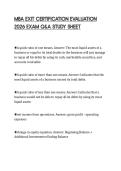 MBA EXIT CERTIFICATION EVALUATION&NewLine;2026 EXAM Q&A STUDY SHEET