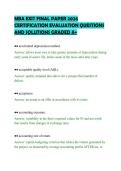 MBA EXIT FINAL PAPER 2026&NewLine;CERTIFICATION EVALUATION QUESTIONS&NewLine;AND SOLUTIONS GRADED A&plus;