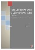 WGU C229 E-COMMERCE PROJECT PLAN FOR DEE DEE'S PAWN SHOP EXPANSION &vert; LATEST UPDATE WITH COMPLETE