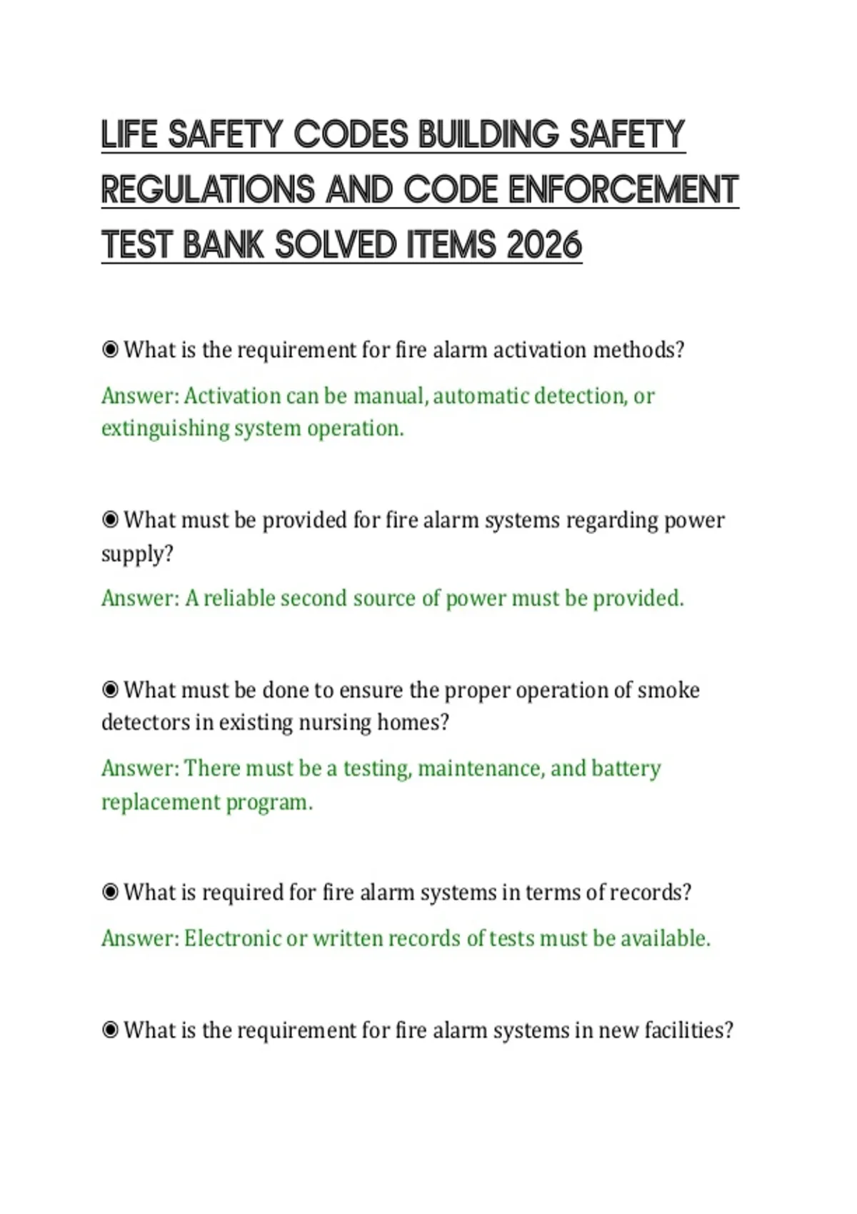 LIFE SAFETY CODES BUILDING SAFETY REGULATIONS AND CODE ENFORCEMENT TEST ...