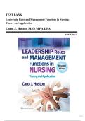 &NewLine;Test Bank&colon; Leadership Roles and Management Functions in Nursing Theory and Application 11th Edition by Carol J&period; Huston &vert; All 25 Chapters &vert; Complete Questions with Detailed Feedback and Verified Answers 