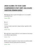 LINEAR ALGEBRA TOP STUDY GUIDE &NewLine;COMPREHENSIVE STUDY SHEET 2026 SOLVED &NewLine;QUESTIONS PREMIUM BUNDLE 