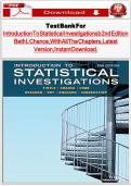 Test Bank for Introduction to Statistical Investigations 2nd Edition by Beth L&period; Chance&comma; Nathan Tintle&comma; George Cobb & Allan Rossman &ndash; Complete Questions & Answers Study Guide