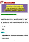 Pearson Vue Property Insurance Exam  &NewLine;Practice Questions with Verified Answers &NewLine;100&percnt; Guarantee passing score of 90&percnt; or higher &NewLine;Consist of 50 multichoice Questions with Answers