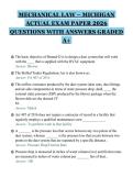 MECHANICAL LAW &ndash; MICHIGAN&NewLine;ACTUAL EXAM PAPER 2026&NewLine;QUESTIONS WITH ANSWERS GRADED&NewLine;A&plus;