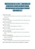 MECHANICAL LAW &ndash; MICHIGAN&NewLine;CERTIFICATION SCRIPT 2026&NewLine;QUESTIONS WITH SOLUTIONS&NewLine;GRADED A&plus;