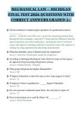MECHANICAL LAW &ndash; MICHIGAN&NewLine;FINAL TEST 2026 QUESTIONS WITH&NewLine;CORRECT ANSWERS GRADED A&plus;&NewLine;