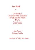 Testbank Statistics&colon; The Art and Science of Learning from Data&comma; 3rd Edition by Alan Agresti & Christine Franklin &vert; Comprehensive Statistics Study Guide&comma; Probability&comma; Inference & Exam Revision Notes &lpar;ISBN&colon; 978-0321755940&rpar;
