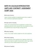 MATH 114 CALCULUS INTRODUCTION &NewLine;LIMITS AND CONTINUITY ASSESSMENT &NewLine;SCRIPT 2026 