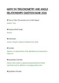 MATH 114 TRIGONOMETRY AND ANGLE &NewLine;RELATIONSHIPS QUESTION BANK 2026 