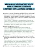 MECHANICAL VENTILATION &lpar;NCLEX&rpar;&NewLine;PRACTICE EXAMINATION 2026&NewLine;QUESTIONS WITH ANSWERS GRADED A&plus;