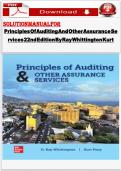 Solution Manual for Principles of Auditing and Other Assurance Services 22nd Edition by Ray Whittington & Kurt Pany &ndash; Complete Chapter Solutions Guide &lpar;1&ndash;21&rpar;