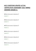 MCQ QUESTIONS UPDATED ACTUAL &NewLine;CERTIFICATION ASSESSMENT 2026 VERIFIED &NewLine;ANSWERS GRADED A&plus;