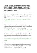 ATI RN MATERNAL NEWBORN PROCTORED&NewLine;EXAM 2 2026 LABOR AND DELIVERY DRILL&NewLine;PACK ANSWER SHEET