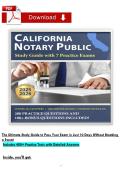 California Notary Public Exam   2&NewLine;Contains Questions with Verified Answers &NewLine;Passing Score&colon; 94&period;67&percnt;&period; &NewLine;The exam consists of 45 multiple-choice questions & Possible Questions to be Tested 