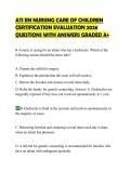 ATI RN NURSING CARE OF CHILDREN&NewLine;CERTIFICATION EVALUATION 2026&NewLine;QUESTIONS WITH ANSWERS GRADED A&plus;