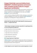 Oregon Pesticide Laws and Safety Exam 2026&sol;2027 &vert; Verified Questions & Answers with Complete Study Guide for Oregon Applicator Certification