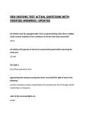 ORD DRIVING TEST ACTUAL QUESTIONS WITH VERIFIED ANSWERS&vert; 2026&sol;2027 UPDATED