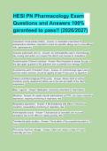 HESI PN Pharmacology Exam&NewLine;Questions and Answers 100&percnt;&NewLine;garanteed to pass&excl;&excl; &lpar;2026&sol;2027&rpar;