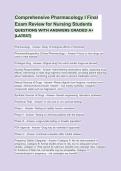 Comprehensive Pharmacology I Final&NewLine;Exam Review for Nursing Students&NewLine;QUESTIONS WITH ANSWERS GRADED A&plus;&NewLine;&lpar;LATEST&rpar;