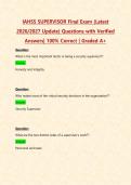 IAHSS SUPERVISOR Final Exam &lpar;Latest 2026&sol;2027 Update&rpar; Questions with Verified Answers&vert; 100&percnt; Correct &vert; Graded A&plus; 
