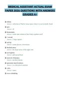 MEDICAL ASSISTANT ACTUAL EXAM&NewLine;PAPER 2026 QUESTIONS WITH ANSWERS&NewLine;GRADED A&plus;&NewLine;