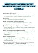 MEDICAL ASSISTANT CERTIFICATION&NewLine;SCRIPT 2026 QUESTIONS WITH SOLUTIONS&NewLine;GRADED A&plus;