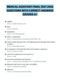 MEDICAL ASSISTANT FINAL TEST 2026&NewLine;QUESTIONS WITH CORRECT ANSWERS&NewLine;GRADED A