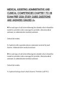 MEDICAL ASSISTING ADMINISTRATIVE AND&NewLine;CLINICAL COMPETENCIES CHAPTER 1 TO 58&NewLine;EXAM PREP 2026 STUDY GUIDE QUESTIONS&NewLine;AND ANSWERS GRADED A&plus;