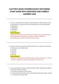 CLAYTON&rsquo;S BASIC PHARMACOLOGY FOR NURSES &NewLine;STUDY GUIDE WITH QUESTIONS AND CORRECT &NewLine;ANSWERS 2026 