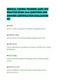 MEDICAL CODING TRAINING AAPC CPC&NewLine;PRACTICE EXAM 2026 QUESTIONS AND&NewLine;ANSWERS CERTIFICATION EVALUATION&NewLine;SET&NewLine;