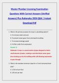Master Plumber Licensing Examination &NewLine;Questions With Correct Answers &lpar;Verified &NewLine;Answers&rpar; Plus Rationales 2026 Q&A &vert; Instant &NewLine;Download Pdf 