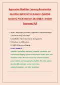 Apprentice Pipefitter Licensing Examination &NewLine;Questions With Correct Answers &lpar;Verified &NewLine;Answers&rpar; Plus Rationales 2026 Q&A &vert; Instant &NewLine;Download Pdf 