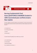 Nursing Fundamentals Final Exam&colon; Q&A Graded A&plus; New Update