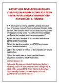 LATEST AWS DEVELOPER ASSOCIATE&NewLine;&lpar;DVA-C02&rpar; EXAM BANK &vert; COMPLETE EXAM&NewLine;BANK WITH CORRECT ANSWERS AND&NewLine;RATIONALES&period; A&plus; GRADED
