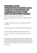 MICROSOFT AZURE&NewLine;FUNDAMENTALS EXAM REF AZ-900&NewLine;PASSED EXAM QUESTIONS AND&NewLine;ANSWERS 2026 STUDY GUIDE&NewLine;COMPLETE SOLUTIONS VERIFIED