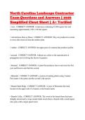North Carolina Landscape Contractor&NewLine;Exam Questions and Answers &vert; 2026&NewLine;Simplified Cheat Sheet &vert; A&plus; Verified