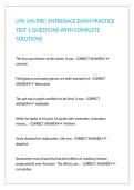 LPN LVN PRE- ENTRENACE EXAM PRACTICE TEST 1 QUESTIONS WITH COMPLETE SOLUTIONS &NewLine;