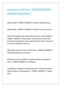 Final Exam- LVN Term 1 QUESTIONS WITH COMPLETE SOLUTIONS