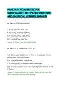 NATIONAL HOME INSPECTOR&NewLine;CERTIFICATION TEST PAPER QUESTIONS&NewLine;AND SOLUTIONS VERIFIED ANSWERS&NewLine;