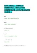 NAVY HOSPITAL CORPSMAN&NewLine;PROFESSIONAL MEDICAL PREP&NewLine;QUESTIONS AND ACCURATE ANSWERS&NewLine;GRADED A&plus;