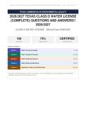 Texas Class D Water License Complete Actual Exam 2026&sol;2027 &ndash; 100&percnt; Verified &vert; Detailed Rationales &ndash; Pass Guaranteed &ndash; A&plus; Graded