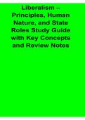 Liberalism Principles Human Nature and State Roles Study Guide with Key Concepts and Review 2025&sol; 2026 Comprehensive Politics Guide