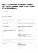 PNH301 - Test 2 Exam Questions & Answers &vert; 100&percnt; Verified solutions &lpar;2026&rpar; UPDATE &vert;2026&excl;&excl; STUDY GUIDE EXAM  